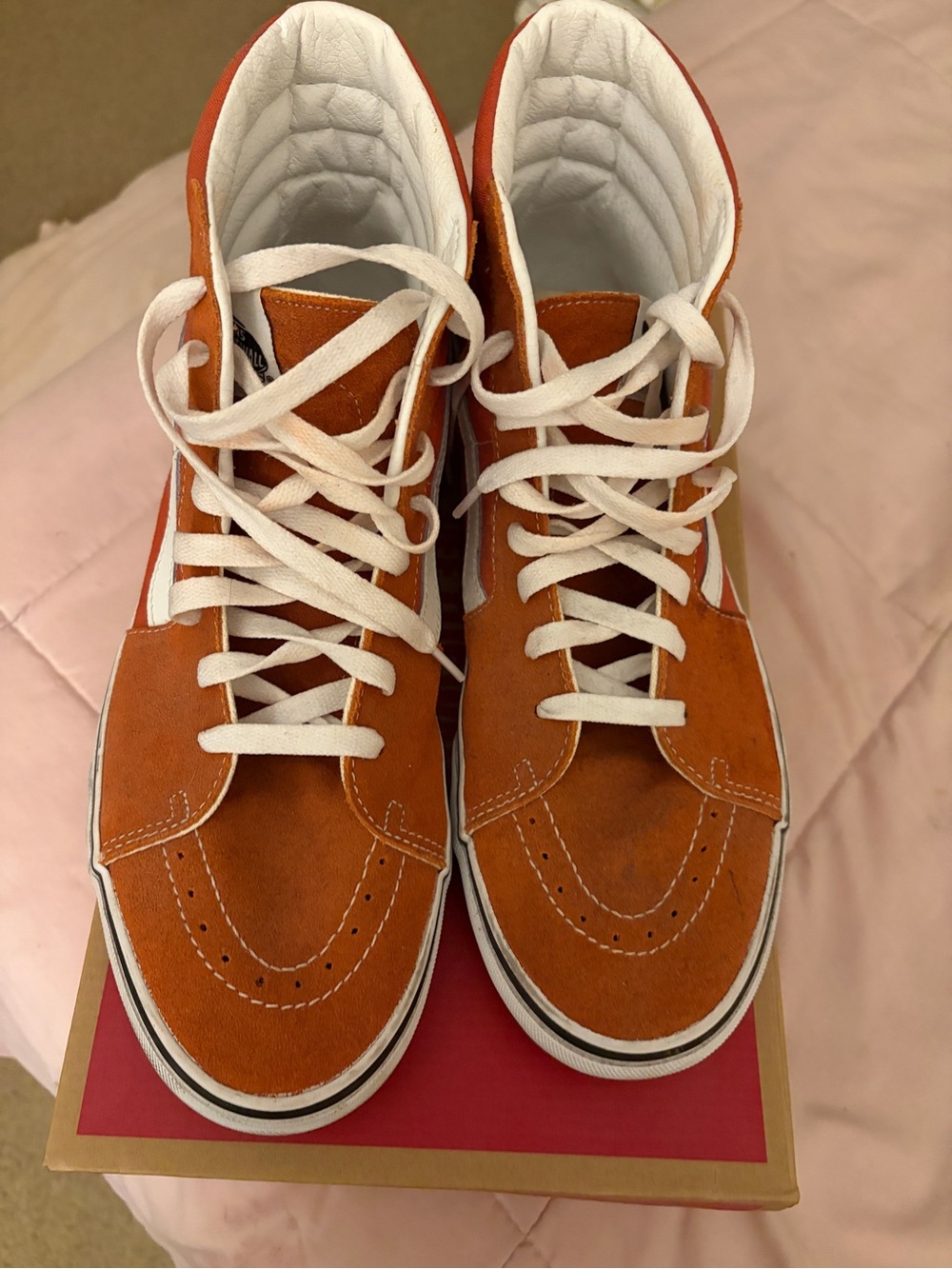 MENS High-Top Suede VANS SK8-Hi Sneakers in Burnt Orange Size 11.5 like new